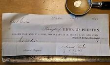 Paper Receipt 1853 Edward Preston Dorchester MA Coal Wood Bark Bricks Lime Sand picture