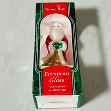 Vintage Santa's Best European Style Glass Hand Blown Santa Glitter Ornament picture