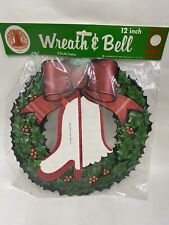 Vintage 1981 Beistle Christmas Wreath  Die Cut with  Honeycomb Bell 2 Sided 12