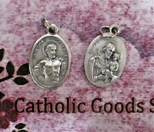 St. Saint Joseph + St. Saint Dismas - Italian Silver Tone Oxidized Medal picture