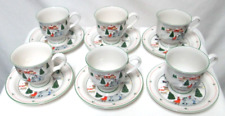 Sango Silent Night 3900 Mug Cup & Saucer Set 6 Christmas Vintage ceramic Korea picture