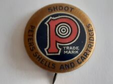 Peters Cartridge Company Celluloid Pin Vintage Pinback Ammunition Hunting Guns  picture