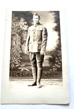 WWI Soldier in Uniform RPPC Studio Military Photo Post Card picture