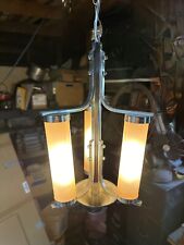 *VERY RARE* Bauhaus Modernist Constructivist 3 lilac Glass Cylinder Ceiling Lamp picture