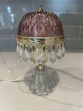 Vintage Single Tier Michelotti Boudoir Lamp Pink Crystal Glass, Holland, 10”H picture