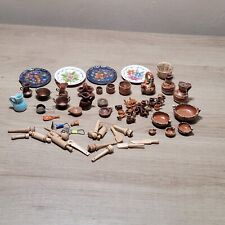 Mixed Lot Vintage Mexican Pottery Miniature Kitchenware Wood/clay/metal picture