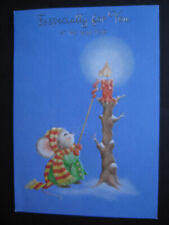 1982 vintage greeting card Hallmark NEW YEAR'S Mouse Lighting Candle picture