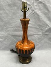MCM Orange Black Drip Glaze Ceramic Table Lamp 21” picture
