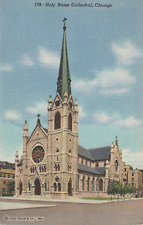 Holy Name Cathedral Chicago Illinois IL North State Superior St postcard posted picture