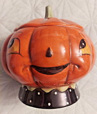 Johanna Parker Retro Jackie Halloween Pumpkin Fall Candy Cookie Jar Transpac picture