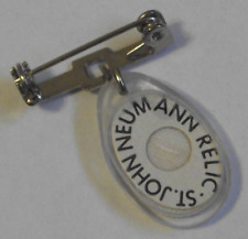 Vtg Saint John Neumann relic color print medal pin brooch sick children patron picture
