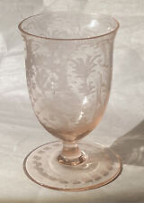 Antique Etched Pink Glass StemWare Cup Chalice Goblet Fruit 3.5” Exquisite picture