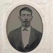 Original Antique Tintype ~ Stern Young Man with Facial Hair ~ Civil War Period picture