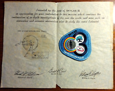SkyLab III Presentation Certificate & Mission Patch w/ Crew Facsimile Signatures picture