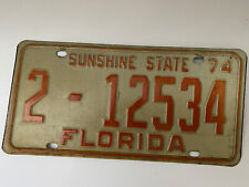 RARE VINTAGE 1974 Florida License Plate Duval County Orange & White expired picture