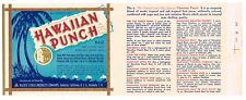VERY RARE EARLY 1947 UNUSED HAWAIIAN PUNCH CAN LABEL FULLERTON CA HAWAII PINT picture
