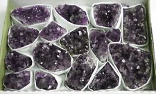 16 Pc Lot Flat Amethyst Crystal Geode Cluster - 2 lbs 13 oz -  Bulk  - AMY273 picture