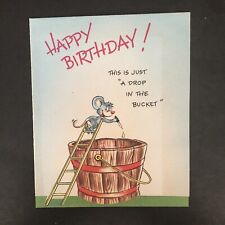 Vintage Birthday Card Adorable Anthropomorphic Mouse Shower Of Good Wishes FMN picture
