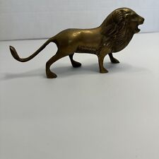 Vintage MCM Solid Brass Lion 7” Long Mid-Century picture
