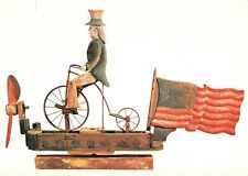 Vintage Art Postcard, Wirligig, Uncle Sam Riding a Bicycle, USA Flag IF7 picture