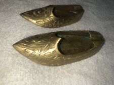 2 Vintage Old Brass Miniature Metal Shoes Ashtray India cigarette smoking Unique picture