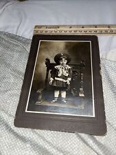 Antique Cabinet Card: Well Dressed Child on Chair - Looks Creepy Ominous Stare picture