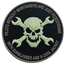 MARINE CORPS AIRCRAFT MAINTAINER SKULL CROSSBONES HOOK & LOOP PVC JACKET PATCH picture