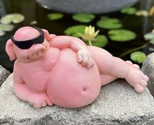 Vintage and Rare Wetherbee Sunbathing Pig In Black Speedo Bathing Suit Figurine picture