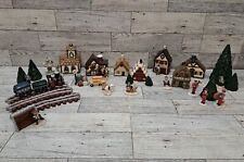 Christmas Village Ceramic & Resin Mini Figures Lot 38Pc People Town Accessories  picture