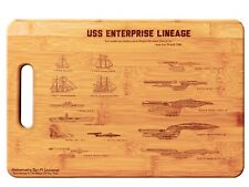 Star Trek USS Enterprise Lineage Laser Engraved Bamboo Decorative Cutting Board picture