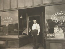 Antique Grocery Store Photograph 1910s-20s B&W Sepia Vernon Grocery J.C. Hansen picture