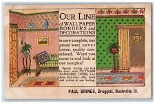 Rushville IL Postcard Paul Brines Wall Paper Borders And Decoration Advertising picture