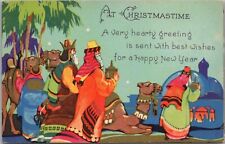 Art Deco MERRY CHRISTMAS Postcard Wise Men / Camels 