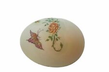 Egg figurine collectible vtg porcelain Signed Ginnie butterfly moth butterflies picture