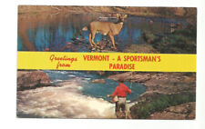 Vermont VT Postcard Greetings Fishing Deer picture