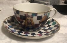 One Of A Kind Alice In Wonderland Antique China Teacup and Saucer Set Pop Art picture