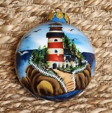 Vintage Glass Lighthouse Christmas Ornament Nautical 4