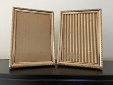2 Vintage Picture Frames Gold Tone Metal 5 x7 Mid-Century picture