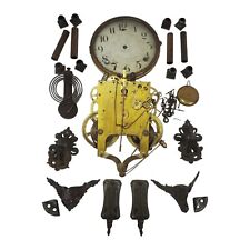 Antique Gilbert Clock Movement Parts Repair Extras Dial Pendulum & Feet picture