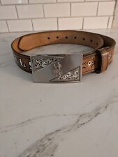 Vtg Handcrafted Western Leather Belt 34