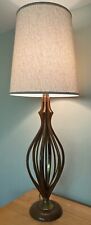 Vintage 1960s Wood Brass Sculptural Table Lamp Mid Century Lighting Modern MCM picture