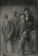 Antique Tintype Photograph Group Of Dapper Older Gentlemen picture