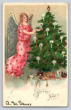 c1905 Angel Decorates Tree Candles Toys Christmas  P812 picture