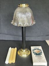 Partylite Vintage Gaslight Lamp Brass/Glass Shade Springloaded w/3 Extra Candles picture