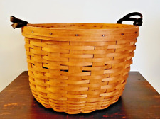 Vintage 1992 Longaberger Large Bushel Basket  Leather Handles - 13.5” X 13.5