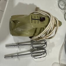 Vintage 70s Sunbeam Mixmaster Hand Held Mixer 3 Speed Avocado Green Tested Works picture