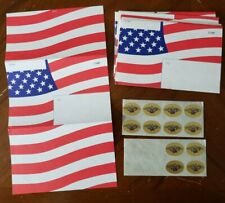 VTG Patriotic Folding Stationery 10 sheets with seals USA flag picture