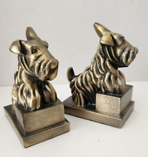 Vintage Pair  Scotty Dog Scottish Terrier Cast Metal Bookends  Brite Metal Corp picture