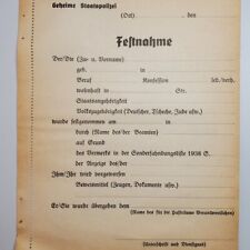 WW2 German Secret Police small printed Ticket arrest paperwork blank Original picture