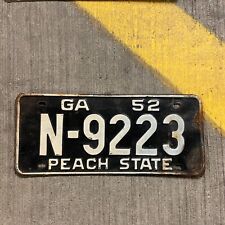 1952 Georgia License Plate N 9223 Garage Auto Ford Chevy Dodge YOM DMV Clear picture